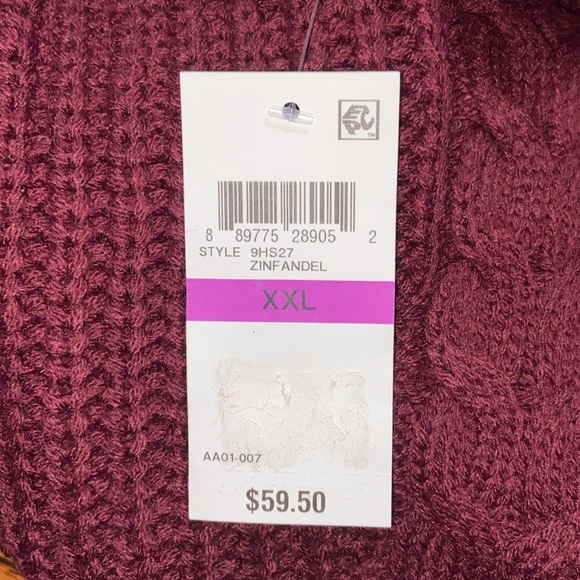 American Rag Juniors Tunic Cable Knit Sweater Zinfandel Purple S M XL XXL 9HS27 - Picture 10 of 10